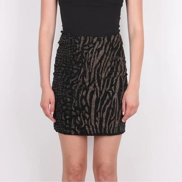 All Saints Shia Beaded Skirt Hand Embellished Animal Pattern Shine Size 0 - Picture 1 of 16